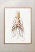 Framed vintage squid wall art print